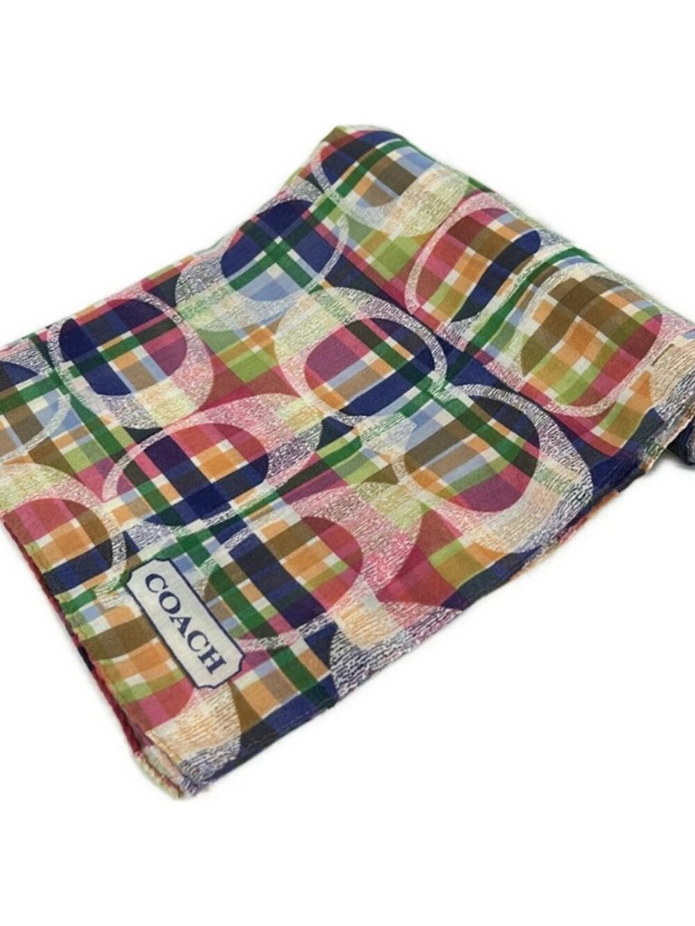 COACH Cream Pink Multi Polyester Scarf